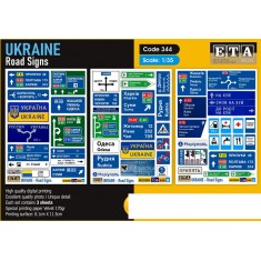 1/35 UKRAINE - Road Signs (3 sheets, 8.1cm x 11.5cm)