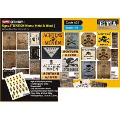 1/6 WWII Germany Signs Attention Mines (4 sheets)