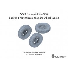 1/35 Sd.Kfz.7 (8t) Sagged Front Wheels & Spare Wheel Type.3 for Dragon/Trumpeter Kit