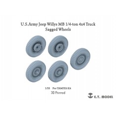 1/35 US Army Jeep Willys MB 1/4-ton 4x4 Truck Sagged Wheels for Tamiya kits