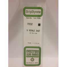 Opaque White Polystyrene S Scale Strips 0.8mm x 0.8mm (2x2 lumber, 10pcs)