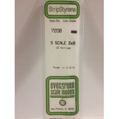 Opaque White Polystyrene S Scale Strips 0.8mm x 3.2mm (2x8 lumber, 10pcs)