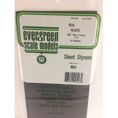 Black Styrene Sheet (Size: 6" x 12"; Thickness: .06"/1.5mm) 1pc