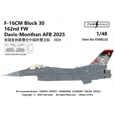 1/48 F-16CM Block 30 162nd FW Davis-Monthan Decal & PE parts