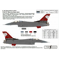 1/72 USAF F-16C Block 50 77th FS Shaw Air Base 2023 Decal