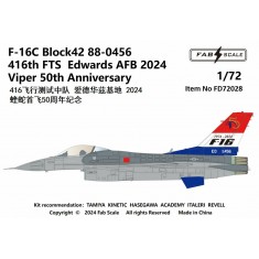 1/72 F-16C Block 42 88-0456 416th FTS Viper 50th Anniversary 2024 Decal