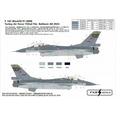 1/72 Turkey Air Force F-16C Block 50 91-0008 192nd Filo Balikesir AB 2024 Decal