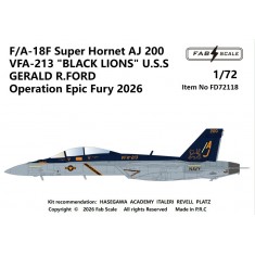 1/72 F/A-18F Super Hornet Decal - AJ200 VFA-213 Black Lions USS Gerald R. Ford 2026