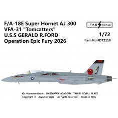 1/72 F/A-18E Super Hornet Decal - AJ300 VFA-31 Tomcatters USS Gerald R. Ford 2026