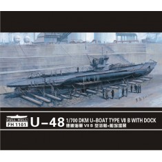 1/700 German DKM Navy Type VII-B U-boat U-48 w/Dock (1pc+Scene)