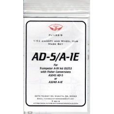 1/32 A-1E/AD-5 Canopy/Wheel Mask for Trumpeter A-1H #02253 with Fisher Conversion #3243/40