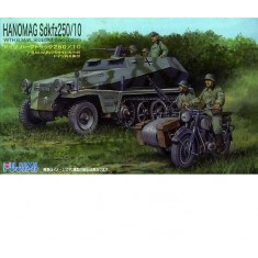 1/76 (SWA17) Hanomag SdKfz 250/10 with BMW Sidecar and 6 Soldiers