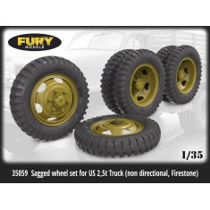 1/35 Sagged Wheel set for US 2.5t Truck (non directional, Firestone)