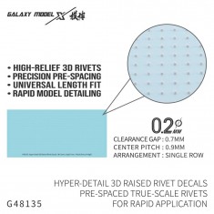 3D Raised Rivet Decals (0.2mm Dia., 0.7mm Gap, 0.9mm Pitch, High)