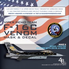 1/48 USAF F-16C Viper Demo Team Venom NY Airshow 2022 Mask n Decals for Tamiya