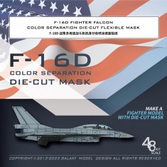 1/48 F-16D Fighting Falcon Colour Separation Mask for Kinetic Gold #K48103 Kit