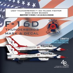 1/48 USAF Thunderbirds F-16D Falcon Fighter Colour Separation Mask n Decals for Kinetic