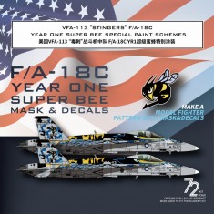 1/72 VFA-113 Stingers F/A-18C Super Bee Camo Mask and Decals for Academy Kit