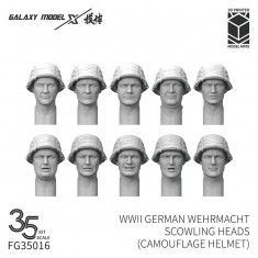 1/35 WWII German Wehrmacht Scowling Heads w/Camouflage Helmet