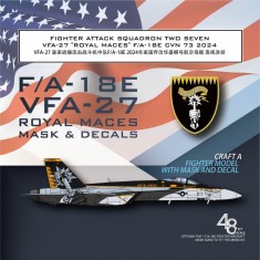 1/48 VFA-27 Royal Maces F/A-18E CVN-73 2024 Mask and Decals for Meng LS-012 Kit
