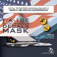 1/72 VFA-31 Tomcatters F/A-18E AJ-100 CAG Mask and Decals for Academy #12547 Kit