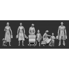 1/35 German Civilians 1944 #2 (5 adults, 2 children, 1 pram, 1 dog)
