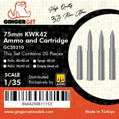 1/35 75mm KwK 42 Ammunition and Cartridges (20pcs)