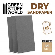 Sandpaper 180x90mm - Dry 320 Grit for Model Making