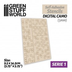 Self-Adhesive Airbrush Masking Stencils - Digital Camo (9.5x14.5cm)