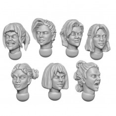 1/48 Resin Female Heads - Basic Set for Sci-Fi Miniature Conversions (14pcs)