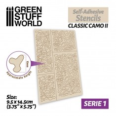 Self-Adhesive Airbrush Masking Stencils - Classic Camo 2 (9.5x14.5cm)