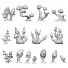1/48-1/35 Fantasy Mushrooms for Dioramas (3D Printed)