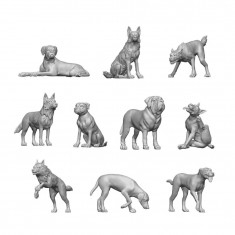 1/48 Resin Big Dogs for Dioramas (3D Printed, 10pcs)