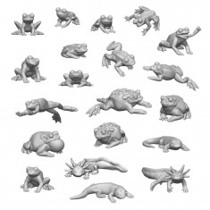 1/48-1/35 Resin Frogs and Toads for Dioramas (3D Printed, 20pcs)