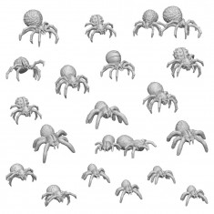 1/48-1/35 Resin Small Spiders for Dioramas (3D Printed, 40pcs)