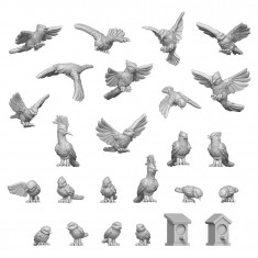 1/48-1/35 Resin Wild Birds for Dioramas