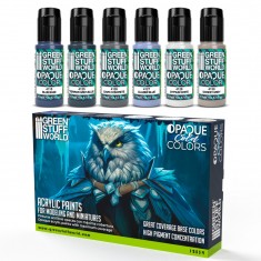 Opaque Acrylic Paint Set - Cold Colours for Miniature Painting (6x17ml)