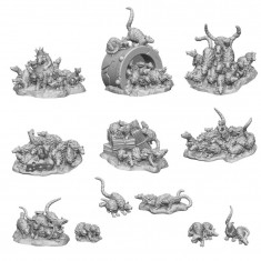 1/48-1/35 Resin Swarm of Rats for Dioramas (3D Printed, 12pcs)