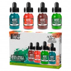 Acrylic Inks Set - Opaque Nature for Miniature Painting (4x30ml)