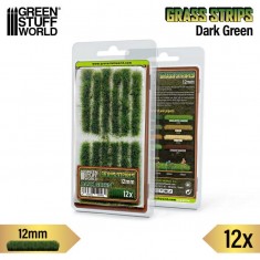Model Grass Tuft Strips #Dark Green (Fiber 12mm high, Length 6cm, Sheet 7x14cm)