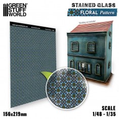 1/48, 1/35 Floral Pattern Stained Glass (0.3mm thick, 156x219 mm)