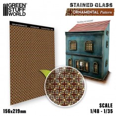 1/48, 1/35 Ornamental Pattern Stained Glass (0.3mm thick, 156x219 mm)