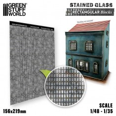 1/48, 1/35 Rectangular Blocks Stained Glass (0.3mm thick, 156x219 mm)