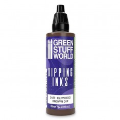 Semi-Transparent Dipping Ink Acrylic Miniature Paint - Elfwood Brown Dip (60ml)