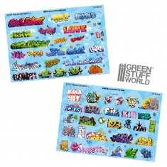 1/87 HO Railway Graffiti Decals #1 (2 A5 Sheets)