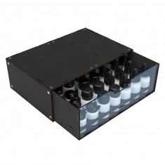 Stackable Hobby Paint Rack for 30ml Bottles with Magnets - Black (30 x 20.5 x 10cm)