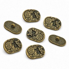 Steampunk Watch Movement Oval Buttons (Bronze, 17 x 22mm, 8pcs)