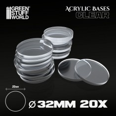 Acrylic Bases Round Clear (32mm, 20pcs)
