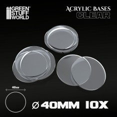 Acrylic Bases Round Clear (40mm, 10pcs)
