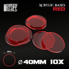Acrylic Bases Round Clear Red (40mm, 10pcs)